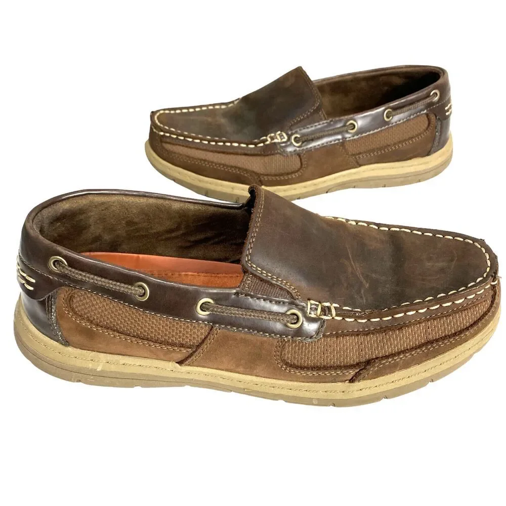 Croft & Barrow Men’s‎ Slip On Loafers Boat Shoes Brown Leather Size 9.5M